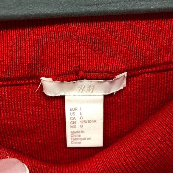 H&M Oversized Red Sweater Womens L Cowl Neck Balloon Sleeve Relaxed With Wool - Picture 5 of 9